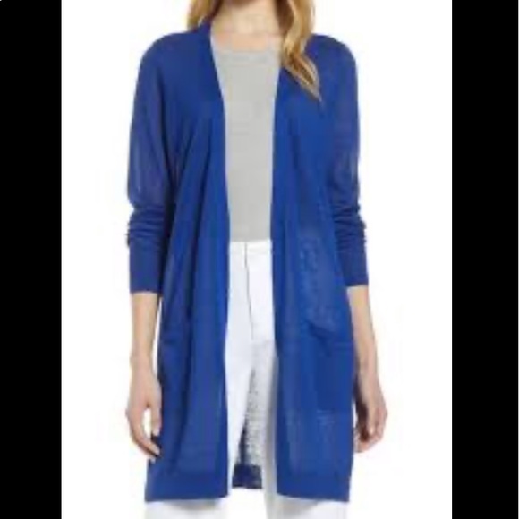 Halogen Long Open Cardigan Linen Blend 
